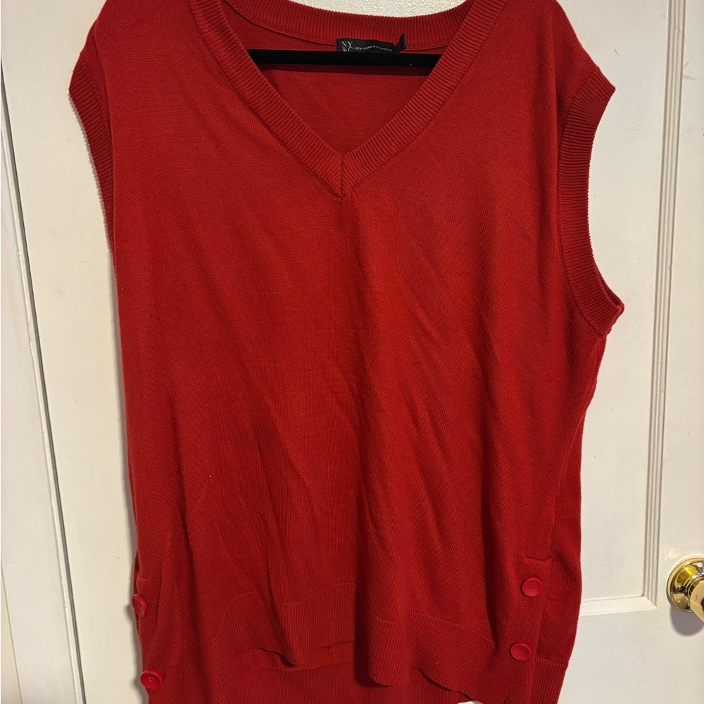 New York & Company Red Sweater Vest